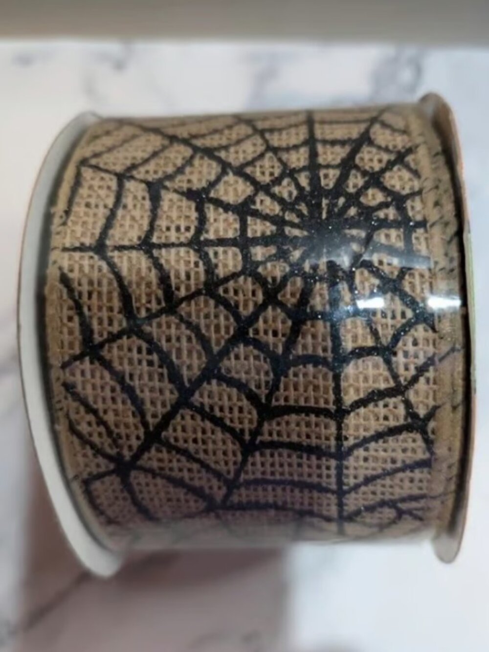 Halloween Spider Web Burlap Wired Ribbon 3 Inch x 10 Yards New